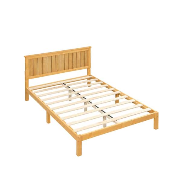 Z-joyee 55.16 in. W Yellow Wood Frame Full Platform Bed