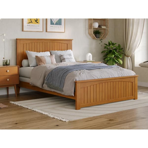 AFI Nantucket Light Toffee Natural Bronze Solid Wood Frame Full Foundation Panel Bed with Matching Footboard