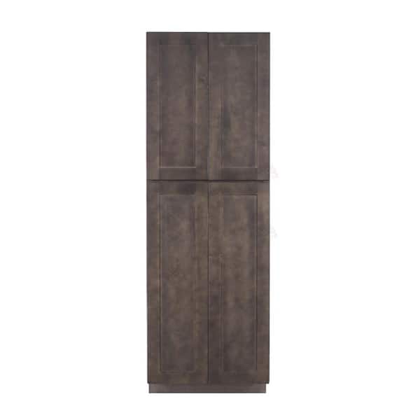 LIFEART CABINETRY Lancaster Shaker Assembled 30 in. x 96 in. x 27 in. Tall Pantry Cabinet in Vintage Charcoal