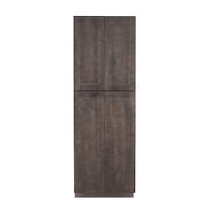 Lancaster Shaker Assembled 30 in. x 90 in. x 27 in. Tall Pantry with 4-Doors in Vintage Charcoal