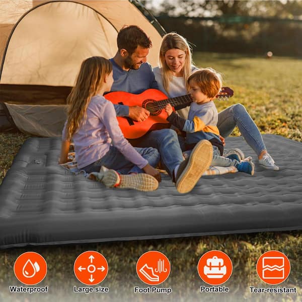 Portable Double Camping Sleeping Pads 5 in. Thick Self Inflating Camping Pad 2 Person with Pillow Built in Foot Pump