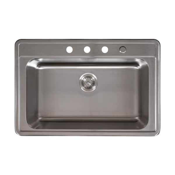 MSI 33 in. Overmount Single Bowl 18 Gauge Satin Stainless