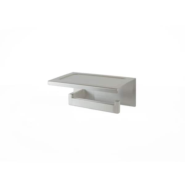 Italia Storage Series Wall Mount Toilet Paper Holder with Shelf in Brushed Stainless