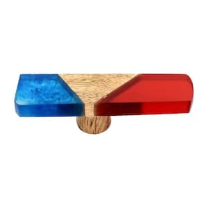 Fusion 2-7/8 in. Red and Smoky Blue Wood Cabinet Knob