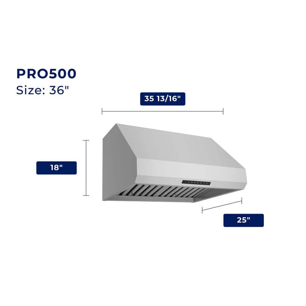 36" Stainless Steel Under Cabinet Range Hood with Smart App Control