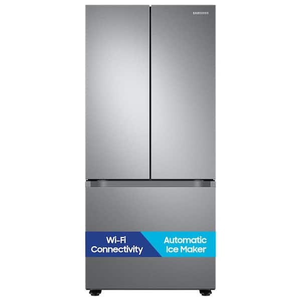 30 in. 22 cu. ft. Standard Depth Smart 3-Door French Door Refrigerator in Stainless Steel with Automatic Ice Maker