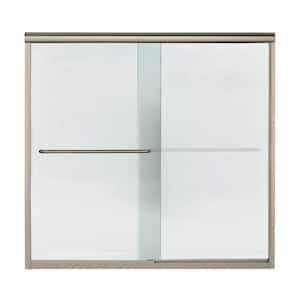 Finesse 59-1/4 in. x 58-3/4 in. Semi-Framed Sliding Tub/Shower Door in Nickel with Handle