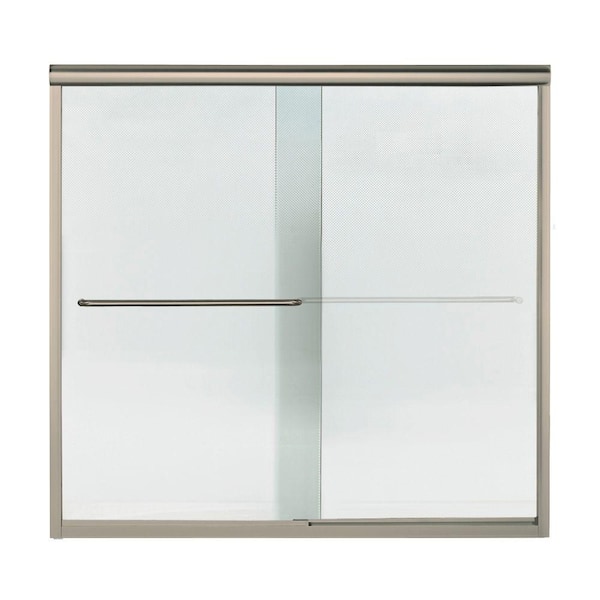 STERLING Finesse 59-1/4 in. x 58-3/4 in. Semi-Framed Sliding Tub/Shower Door in Nickel with Handle