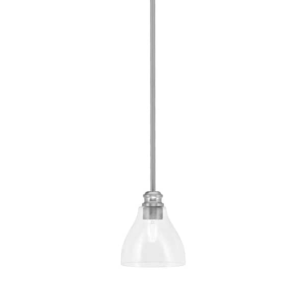 Unbranded Albany 60-Watt 1-Light Brushed Nickel Pendant Mini Pendant Light 5 in. Clear Bubble Glass and Light Bulb Not Included