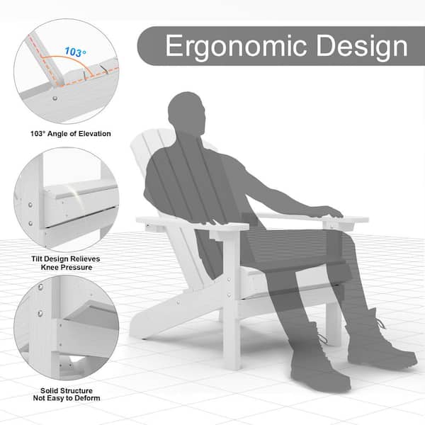 Classic White Plastic Outdoor Patio Adirondack Chair (Set of 2)