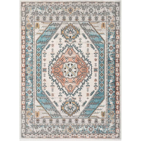 Well Woven Blue 9 ft. 8 in. x 13 ft. Indira Jane Vintage Bohemian Tribal Medallion Area Rug