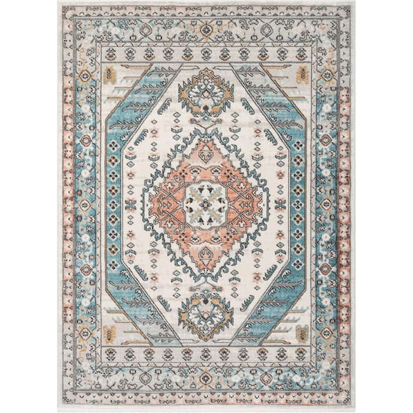 Blue 9 ft. 8 in. x 13 ft. Indira Jane Vintage Bohemian Tribal Medallion Area Rug