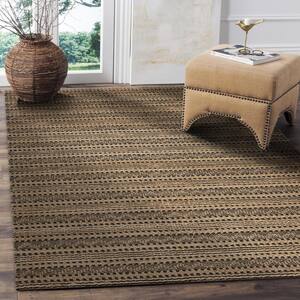 Finn Contemporary Tan/Black 5 ft. x 7 ft. 9 in. Chevron Striped Natural Jute and Chenille Area Rug