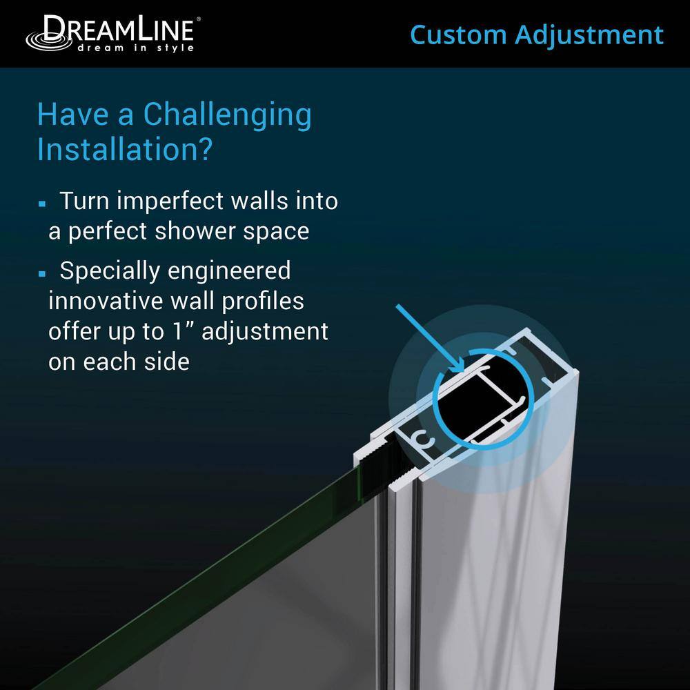 Elegance-LS 50-52" Matte Black Frameless Pivot Shower Door with Clear Glass