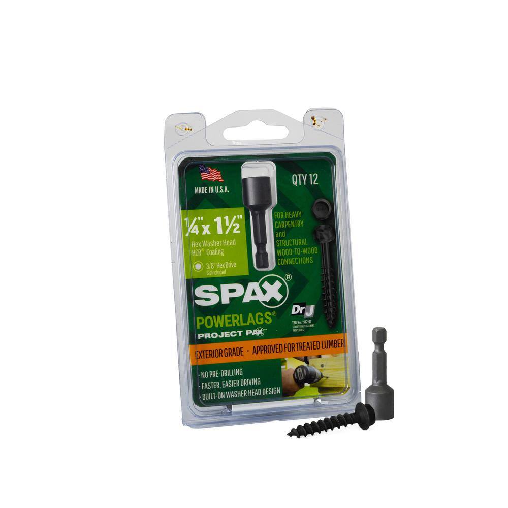 SPAX 1/4 in. x 11/2 in. Hex Drive Hex Head HCR (Exterior Rated) Lag Screw Project Pax (12Count