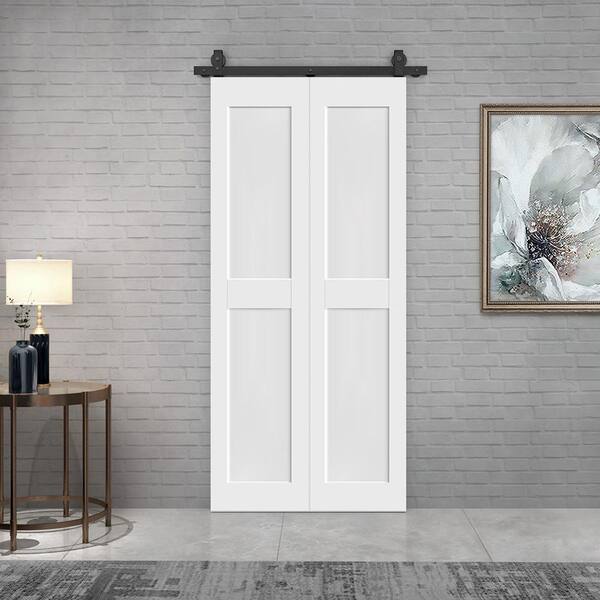 CALHOME 38 in. x 84 in. 2 Panel Shaker Hollow Core White Composite