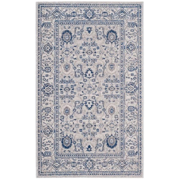 SAFAVIEH Artisan Silver Doormat 3 ft. x 5 ft. Border Floral Geometric Area Rug