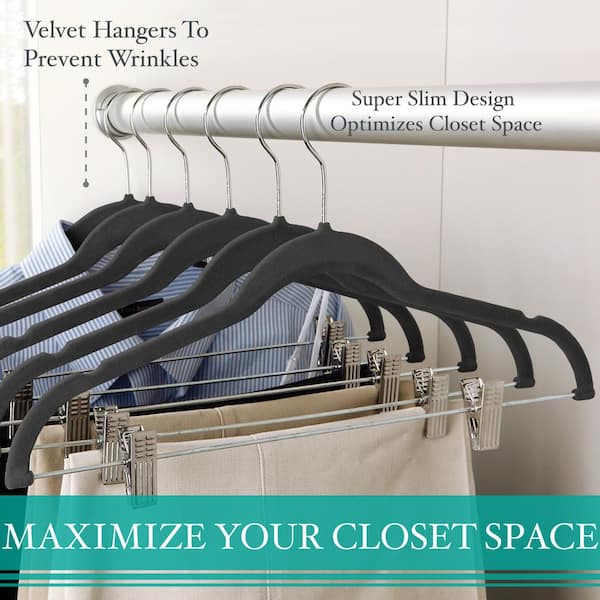 Simplify Kids 50 Pack Velvet Pant and Shirt Hangers in Navy