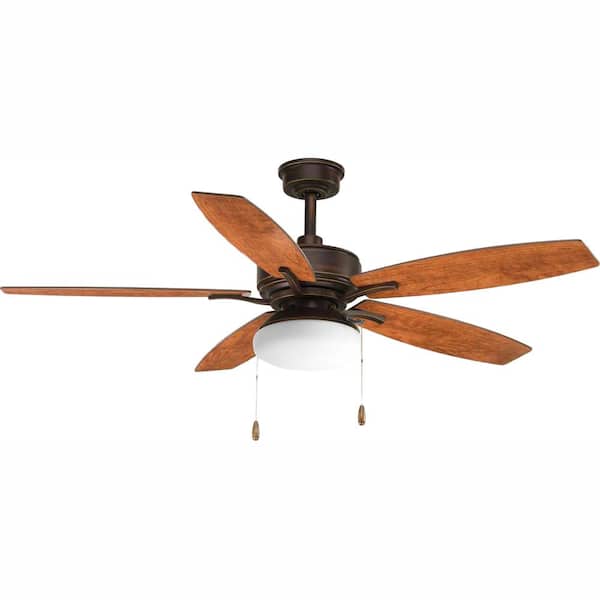 Progress Lighting Billows 52 in. Indoor Antique Bronze Traditional Ceiling Fan with 3000K Light Bulbs Included with Remote for Living Room