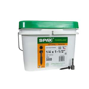 1/4 in. x 1-1/2 in. Exterior Hex Head Structural Wood Lag Screws Powerlags Hex (500 Each)  Bulk Pail Bit Included