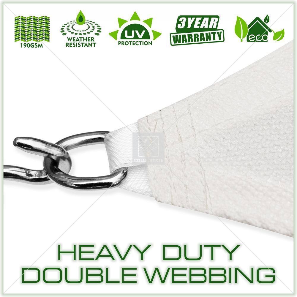 White HDPE Mesh Fabric Rectangle Sun Shade Sail with Hardware Kit