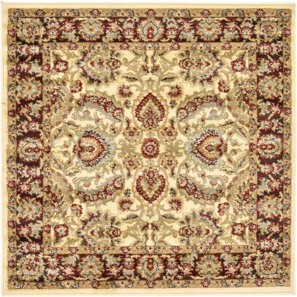 Unique Loom Voyage Asheville Ivory 4' 0 x 4' 0 Square Rug