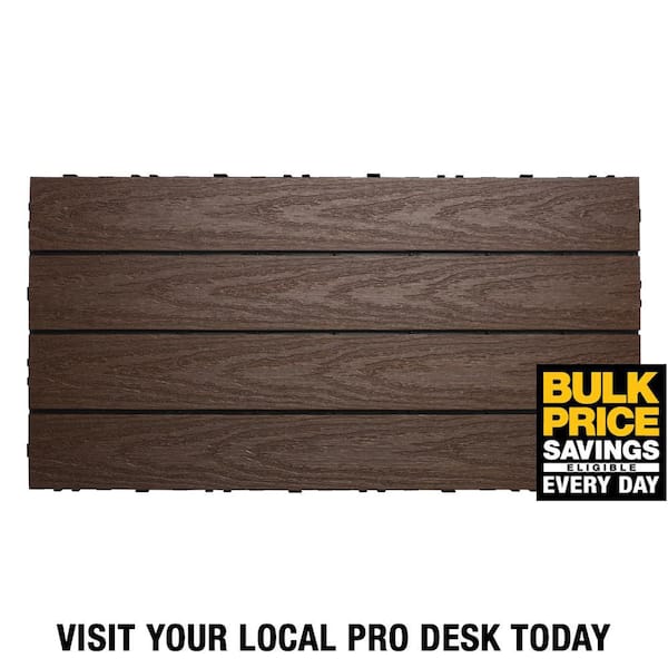 UltraShield Naturale 1 ft. x 2 ft. Quick Deck Outdoor Composite Deck Tile in Spanish Walnut (20 sq. ft. Per Box)
