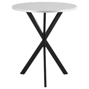 Kenzo Silver and Sandy Black Round Metal Top Bar Table