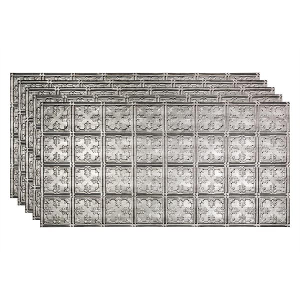Fasade Traditional #10 2 ft. x 4 ft. Glue Up Vinyl Ceiling Tile in Crosshatch Silver (40 sq. ft.)