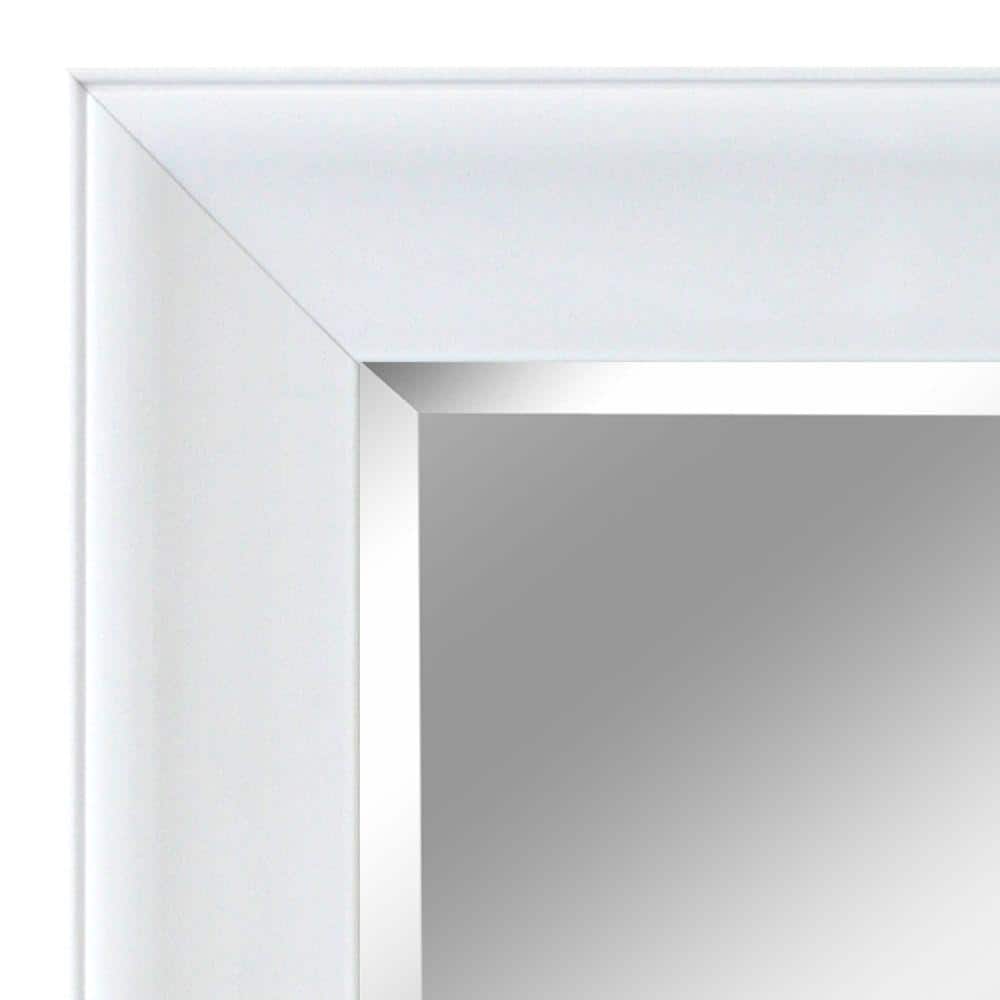 Glossy White Rectangular Beveled Vanity Mirror