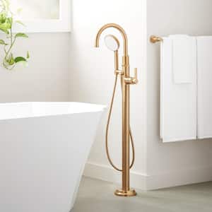 Greyfield Single-Handle Freestanding Tub Faucet with Hand Shower in Brushed Gold