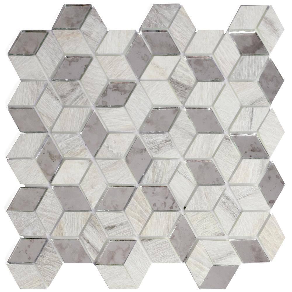 Art Deco Antique Mirror & Wood Look 8 in. x 6 in. Diamond Mosaic Glass Backsplash Wall Tile (7 Sq. Ft./Case) price history on PriceWatchPro