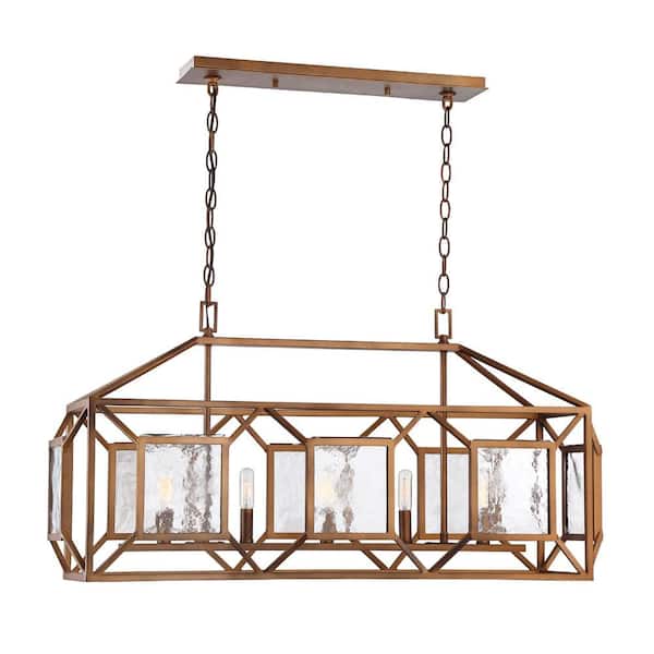 Designers Fountain Athina 60-Watt 5-Light Gilded Bronze Pendant with Clear Artisan Glass Shade