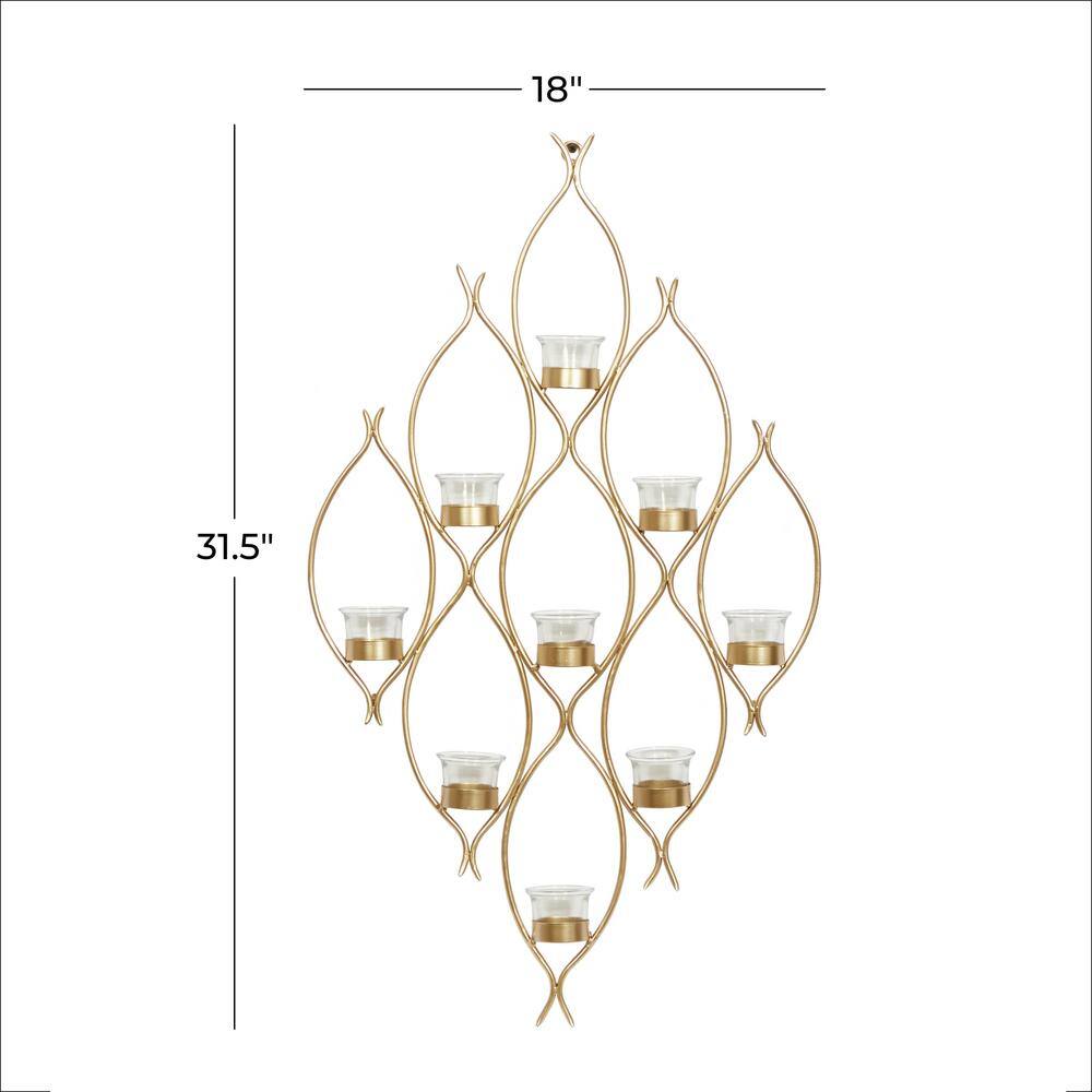 Bronze Metal Contemporary Wall Sconce Candelabra with Glass Candle Cups