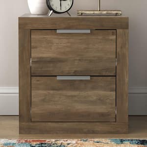 Harlowin 2-Drawer Knotty Oak Nightstand Sidetable (20.3 in. x 18.9 in. x 16.3 in.)