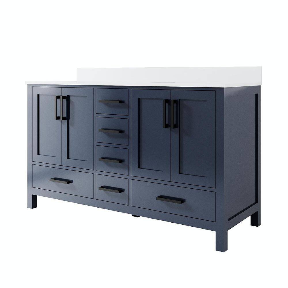 60 in. Double Sink Navy Blue Solid Wood Bath Vanity with Durable Carrara White Cultured Marble Top, Soft-Close, Ass price history on PriceWatchPro
