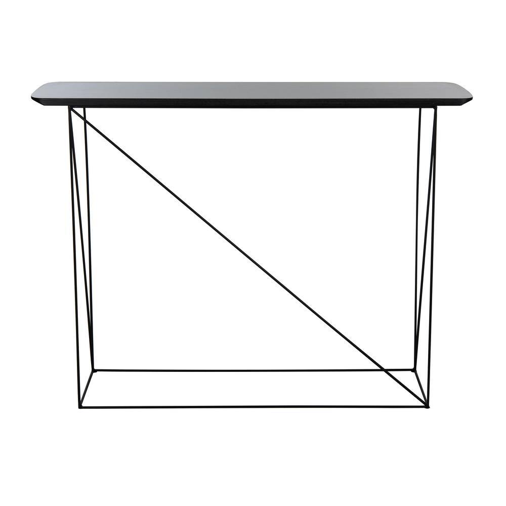 Rylee Black Wood and Metal Console Table with Storage