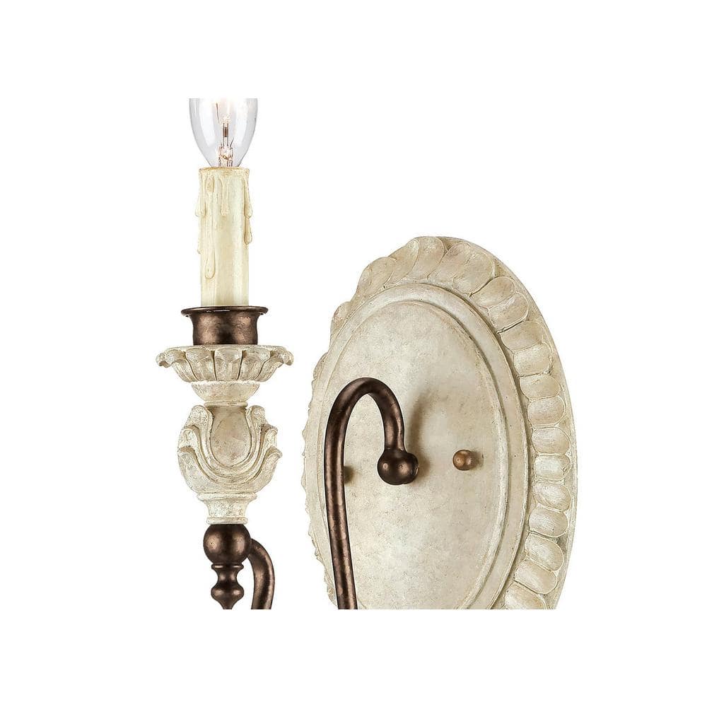 Denise Antique White and Bronze Candle Wall Sconce