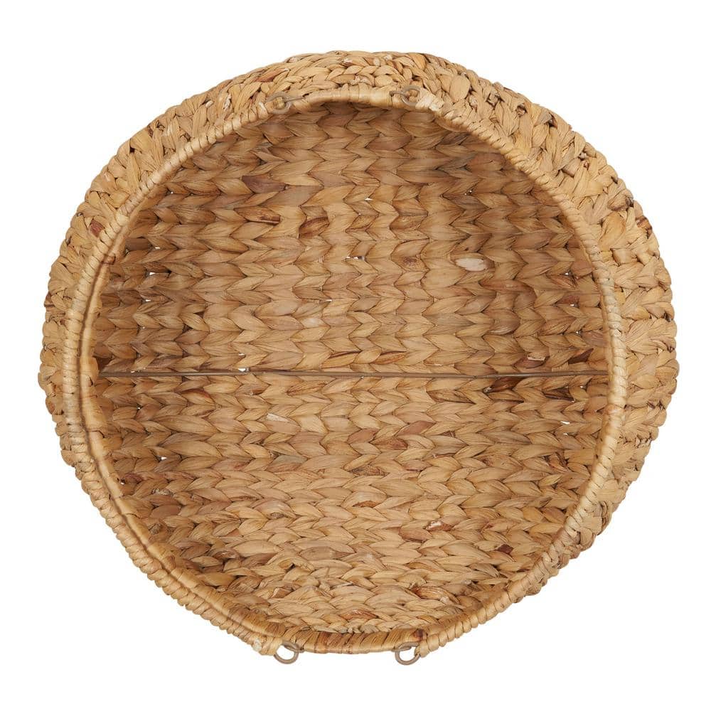 Natural Water Hyacinth Wicker Storage Basket with Handles