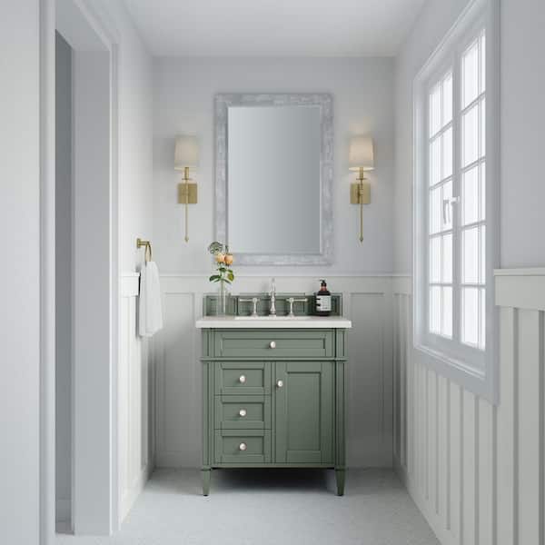 James Martin Vanities Brittany 30.0 in. W x 23.5 in. D x 33.8 in. H Bathroom Vanity in Smokey Celadon with White Zeus Quartz Top