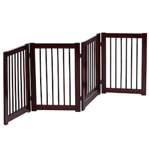 4 Panel Solid Wood Pet Gate, Cherry Wood, Configurable and Foldable