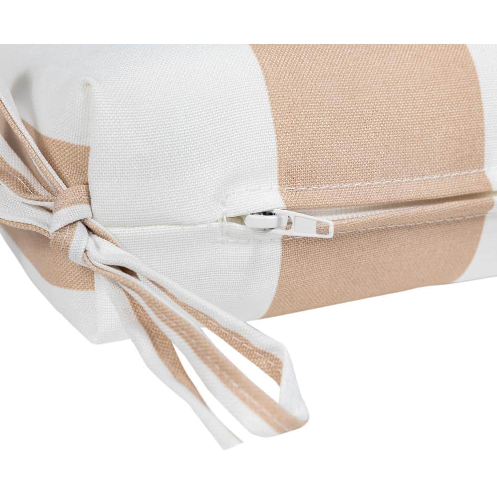 Champagne and White Striped All-Weather Outdoor Chair Cushion Set