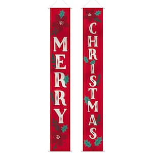 6 ft. x 13.5 in. Traditional Christmas Hanging Flags Home Decorations (Set of 2)