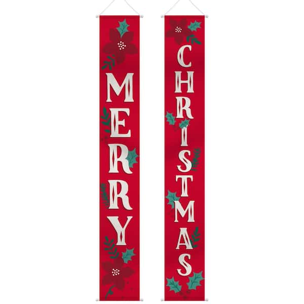 Amscan 6 ft. x 13.5 in. Traditional Christmas Hanging Flags Home ...