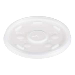 White Disposable Plastic Cup Lids, Fits 12 oz. to 24 oz. Hot/Cold Foam Cups, Straw-Slot Lid, 100/Pack, 10 Packs/Carton