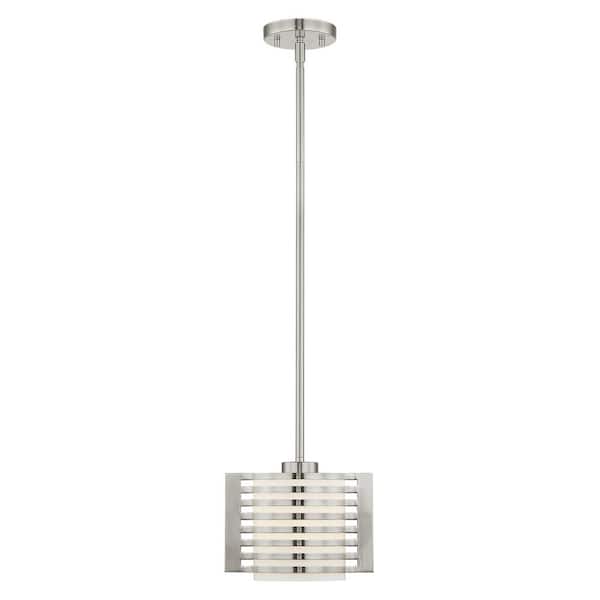 Humphreys 1-Light Brushed Nickel Mini Pendant with Satin Opal White Glass