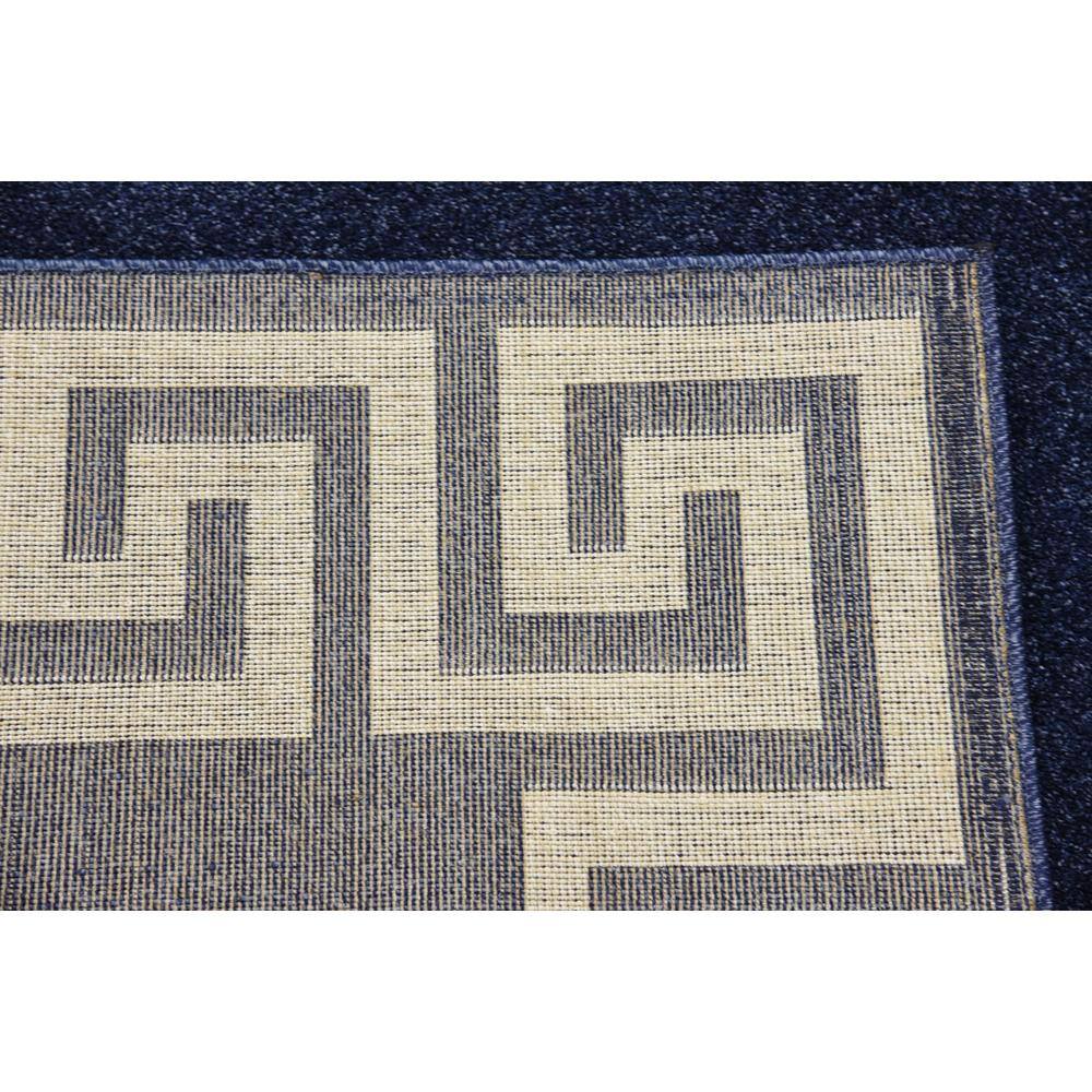 Navy and Beige Geometric Border 5' x 7' Synthetic Area Rug