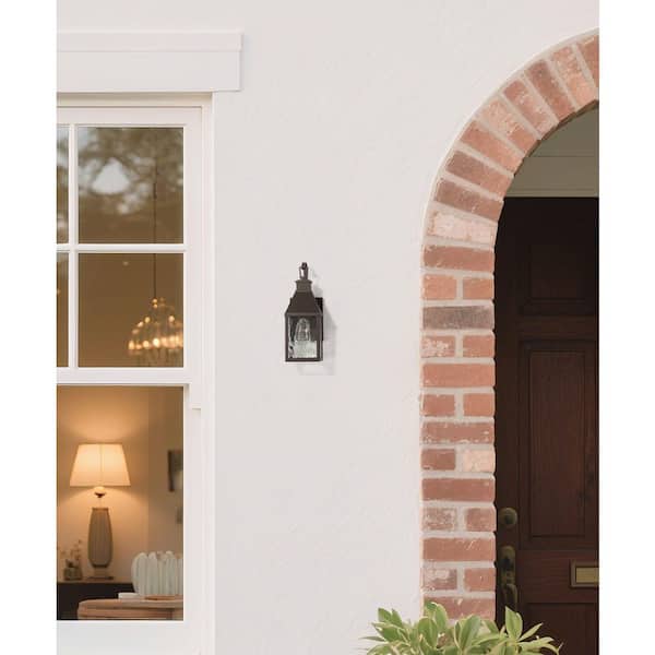 Glencrest 14-inch 1-light Dark Bronze Exterior Wall Sconce with Clear Water Glass