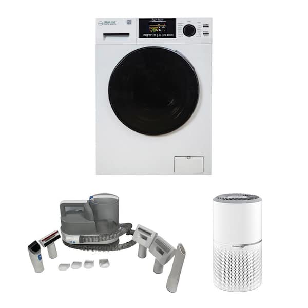 Equator Pet package of 1.62 cu.ft. Washer Dryer Combo w/Advanced Pet Groomer & Air Purifier in White