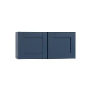 Contractor Express Cabinets Arlington Vessel Blue Plywood Shaker Stock Assembled Wall Kitchen Cabinet Soft Close 24 in W x 12 in D x 30 in H